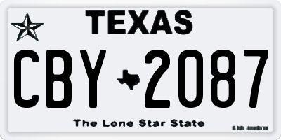 TX license plate CBY2087