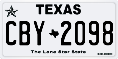TX license plate CBY2098