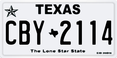 TX license plate CBY2114