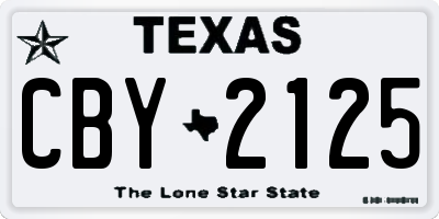TX license plate CBY2125