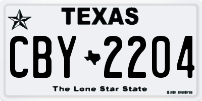 TX license plate CBY2204