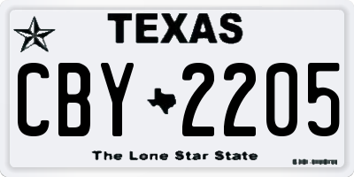TX license plate CBY2205