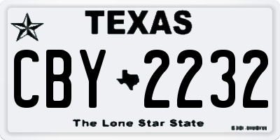 TX license plate CBY2232