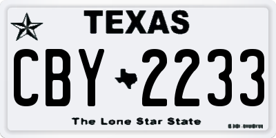 TX license plate CBY2233