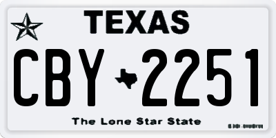 TX license plate CBY2251