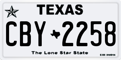 TX license plate CBY2258