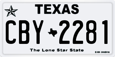 TX license plate CBY2281