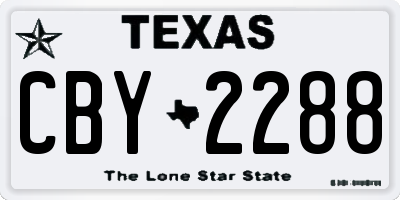 TX license plate CBY2288