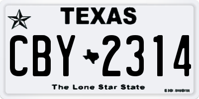 TX license plate CBY2314