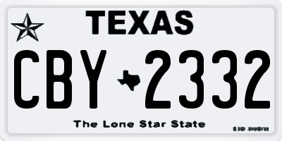 TX license plate CBY2332