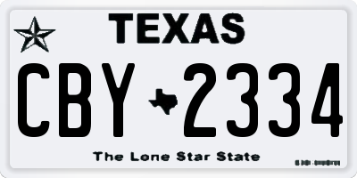 TX license plate CBY2334