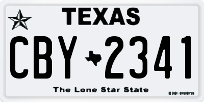 TX license plate CBY2341