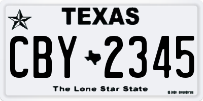 TX license plate CBY2345