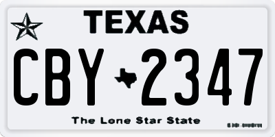 TX license plate CBY2347