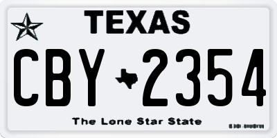 TX license plate CBY2354