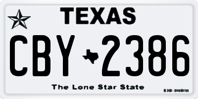 TX license plate CBY2386