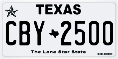 TX license plate CBY2500