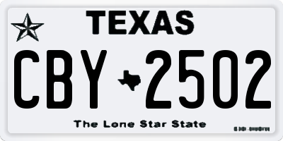 TX license plate CBY2502