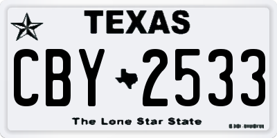 TX license plate CBY2533