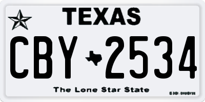 TX license plate CBY2534