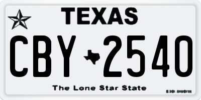 TX license plate CBY2540