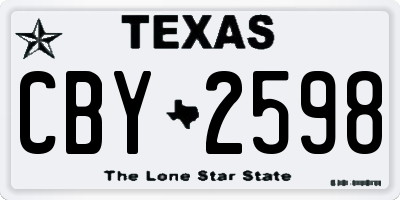 TX license plate CBY2598