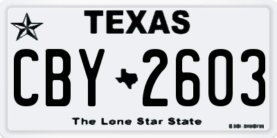 TX license plate CBY2603