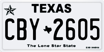 TX license plate CBY2605