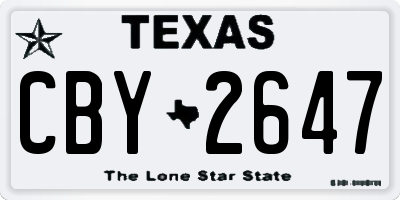 TX license plate CBY2647
