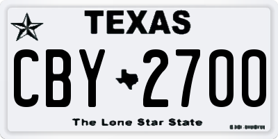 TX license plate CBY2700