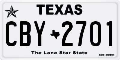 TX license plate CBY2701