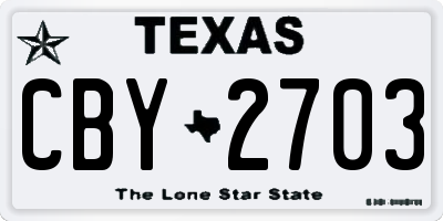 TX license plate CBY2703