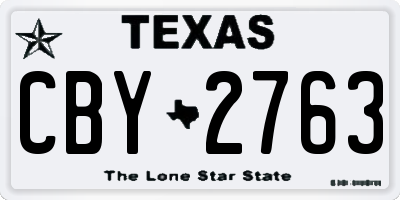 TX license plate CBY2763