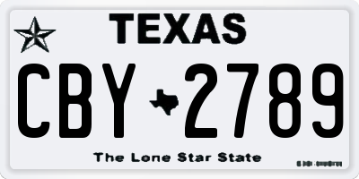 TX license plate CBY2789
