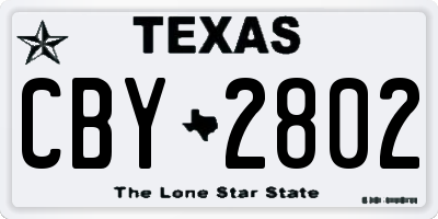 TX license plate CBY2802