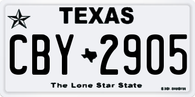 TX license plate CBY2905