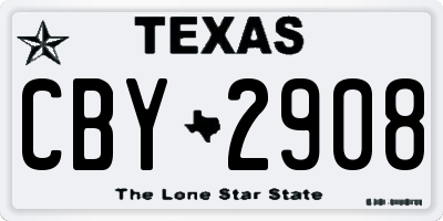 TX license plate CBY2908
