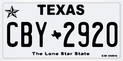 TX license plate CBY2920