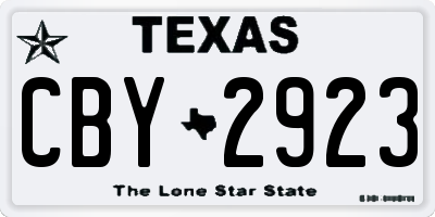 TX license plate CBY2923