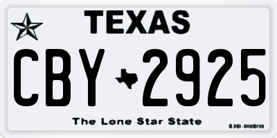 TX license plate CBY2925