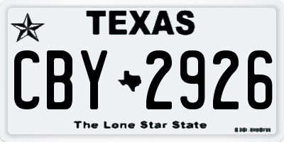 TX license plate CBY2926