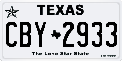 TX license plate CBY2933