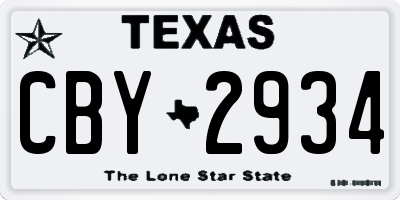 TX license plate CBY2934
