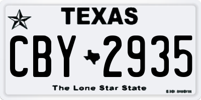 TX license plate CBY2935