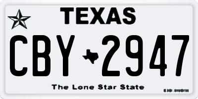 TX license plate CBY2947