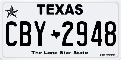 TX license plate CBY2948