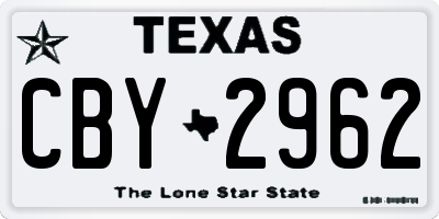 TX license plate CBY2962