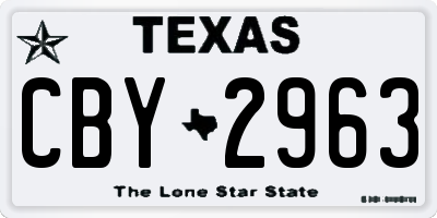 TX license plate CBY2963