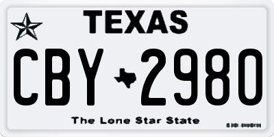 TX license plate CBY2980