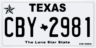 TX license plate CBY2981